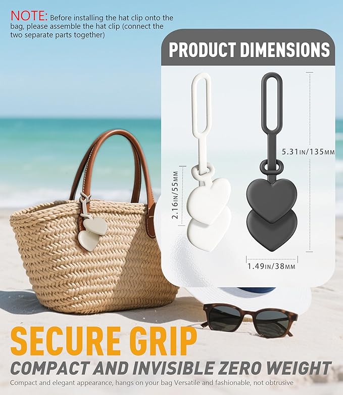 Nearockle Magnetic Hat Clip for Travel on Bag, 2026 Silicone Hat Clips Adjustable Sunhat Holder, Vacation Travel Essentials