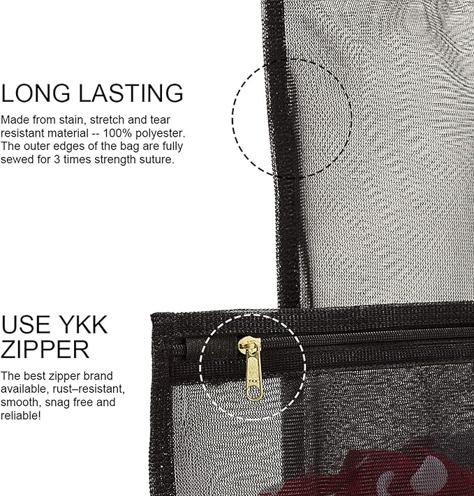 TENRAI 3 Pack (3 Medium) Delicates Laundry Bags, Bra Fine Mesh Wash Bag, Use YKK Zipper, Have Hanger Loops, Zippered, Protect Best Clothes in The Washer (Black)