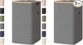 BALEINE Laundry Hamper with Lid, Tall Laundry Baskets with Bamboo Pull Handles, Large Laundry Bin with Internal Support (26 Gal/100L, Grey) (Pack of 2)