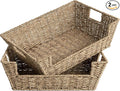 StorageWorks Seagrass Baskets for Organizing with Built-in Handles, Stackable Wicker Pantry Baskets for Shelf, Pantry Organizers and Storage for Shelves,2-Pack