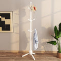 Solid Coat Rack Stand, Coat Rack Freestanding with 9 Hooks and Adjustable 3 Heights, Tree Coat Stand with Triangle Base for Entryway, Bedroom, Hallway, White