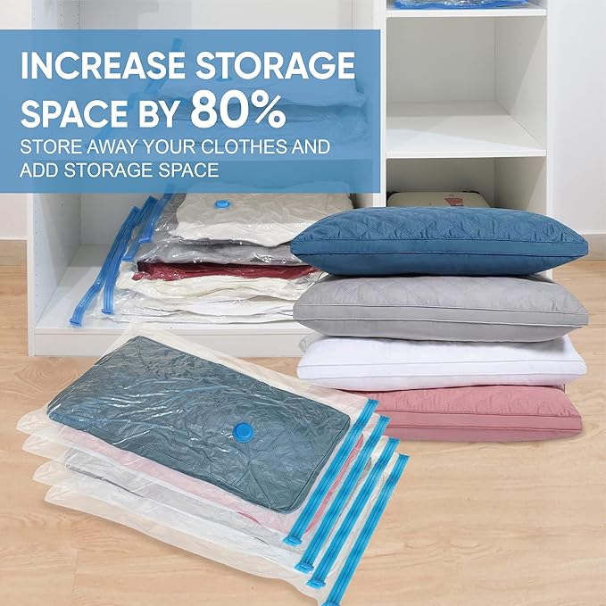 Vacuum Storage Bags, Vacuum Seal Space Saver Bags for Clothing, Travel Lugggage, Carry-on, Blankets, Comforters, Pillow, Bedding, 20 Combo