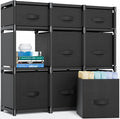 Mavivegue 9 Cube Storage Organizer, Closet Organizers and Storage, Cube Storage Shelf, Easy to Assemble with Storage Drawers, DIY Closet Cube Organizer for Living Room, Bedroom, Dorm Room-Black