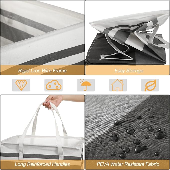 4 Pcs 75L Large Laundry Basket Laundry Hamper Freestanding Waterproof Clothes Hamper Collapsible Tall Clothes Basket with Extended Handles for Bedroom Bathroom Dorm and Family Towels Toys