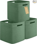 OIAHOMY Storage Cubes, 13 Inch Cube Storage Organizer, Collapsible Storage Bins, Baskets for Organizing, Storage Bins for Shelves-Green, 3-PACK