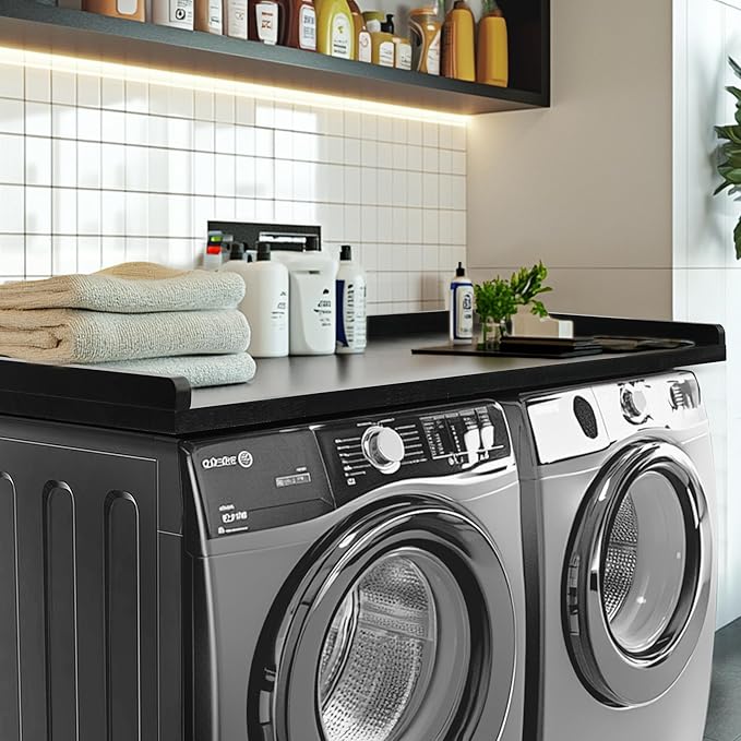 Washer Dryer Countertop, 100% Natural Wood, Laundry Countertop Over Washer and Dryer, Laundry Machine Topper for Front Loaders, Fits All Major Brands, Anti Vibration Pads, 54” x 27.5" Natural