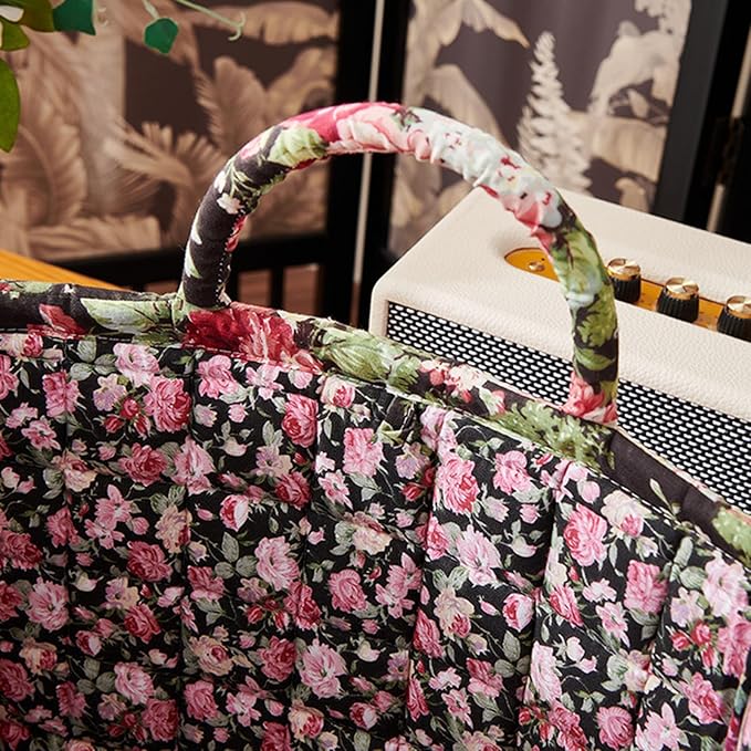Quilted Fabric Basket Car Storage Basket Boho Floral Laundry Hamper for Nursery Bedroom & Living Room | Organize Clothes Toys