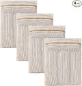HEAVYWOOD 4-Piece Cotton Mesh Landry Bag Organic Wash Bag for Washing Machine Lingerie Bags for Washing Delicates with Sturdy Anti-Rust Zipper Clothes Washing Bag (4Bags, M)