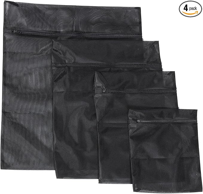 4pcs Mesh Laundry Bags Zipper Heavy Duty Washing Machine Bags Clothing Sweater Undergarment Travel Storage Organizer
