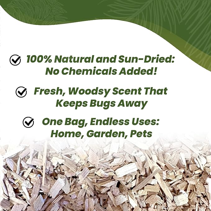 Double Tree Incense Cedar Wood Chips for Potted Plants, Garden, Animal Beddings and Litter Box - 100% Natural Perfect for Indoor and Outdoor Use… (8 Quart)