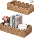 CubesLand Toilet Paper Storage Basket, Scalloped Edge Shelves Basket for Organizing for Over Toilet Tank Storage, Home Decor Baskets for Shelf, Countertop, Living Room, Bedroom, Handwoven, Neutral