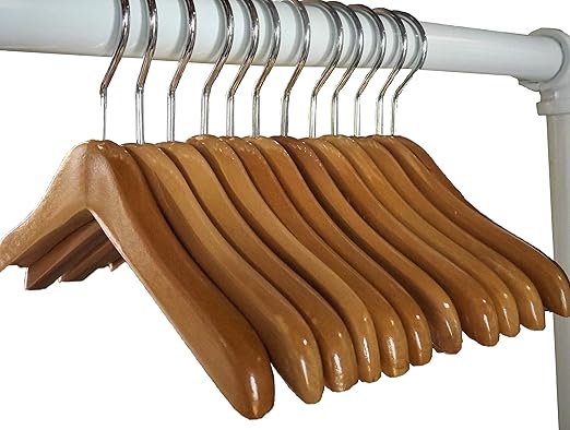 NAHANCO MINI812 8" Mini Wooden Hangers for Dolls Clothes, Pet Apparel or Accessories, Natural (Pack of 12)
