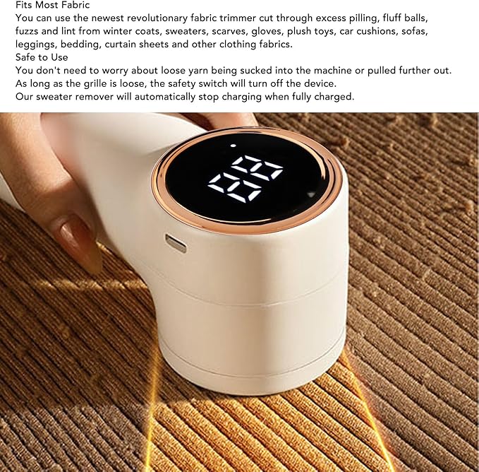 Electric Lint Remover USB Rechargable Intelligent Digital Display Sweater Defuzzer Fabric Trimmer for Clothes and Furniture