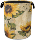 Vintage Sunflowers Laundry Basket Collapsible Laundry Hamper, Oxford Cloth Storage Bin for Room/Bathroom/Bedroom/Dormitories 16" X 20.8"