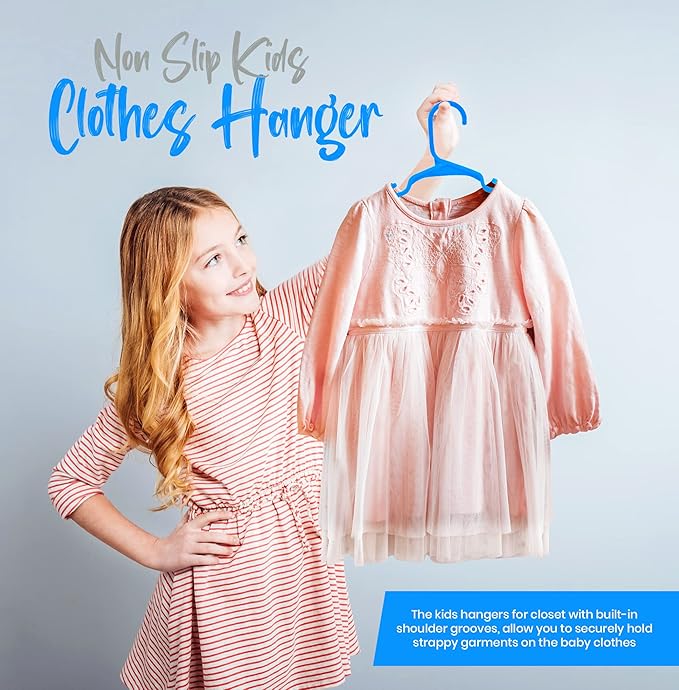Utopia Home 60 Pack Kids Hangers - 11.5 Inch Plastic Baby Hangers for Closet - Childrens Hanger for Clothes & Infant Hanger for Closet - (Blue)