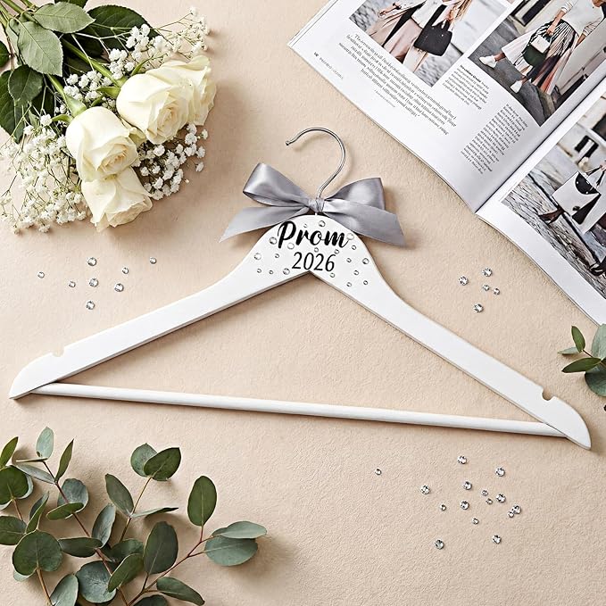 Graduation Prom 2026 Hanger Gift White Bow Glitter Hanger with Diamond Class of 2026 Graduation Gift Congrats Grad Favor Graduate Congratulation Ceremony Keepsake