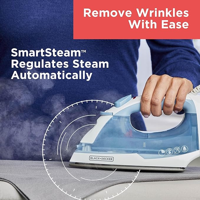 BLACK+DECKER Easy Steam Compact Iron for Clothes,Automatic Shutoff,Nonstick Plate,Light Weight,1200 Watts,(Pack of 4)