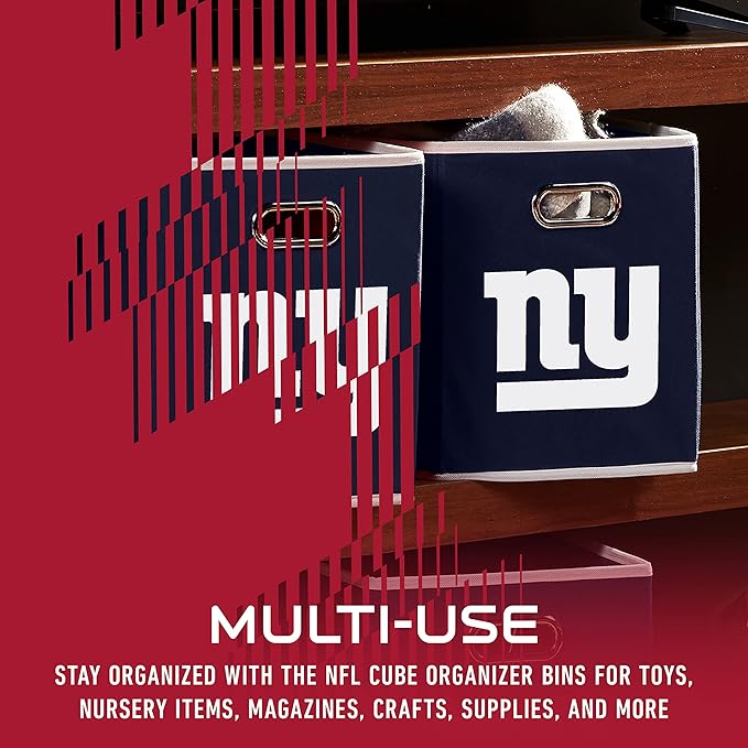Franklin Sports NFL Storage Bins - Collapsible Cube Container + Basket - NFL Office, Bedroom + Living Room - 11"x11"