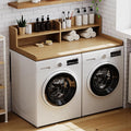 ChooChoo 2-Tier Washer Dryer Countertop with Adjustable Shelf, Spacious Laundry Room Storage for Folding Clothes and Efficient Organization, Rustic Oak