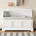 Retro Storage Bench Entryway Bench Shoe Cabinet with Safe Soft-Close Devices, Removable Seat Cushion, Backrest & Hidden Storage Space for Hallway Entryway Living Room Mudroom (White(New))