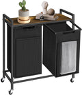 Laundry Hamper, Laundry Basket with 2 Pull-Out Removable Oxford Fabric Bags, 2 x 13.1 Gallons, Total 99L, Cloth Laundry Sorter with a Top Shelf 28.8"x13" (Black and Rust)