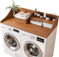 2 Tiers Washer Dryer Countertop, 54" Width x 27.5" Depth Laundry Countertop Organization, Wooden Washer and Dryer Topper for Folding, Sorting & Ironing, Easy to Install, Walnut