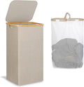 A Laundry Basket with Lid, Large Laundry Hamper with Handle and Lid, Collapsible Clothes Basket Organizer with Removable Inner Bag for Clothes Toys Towels (Oatmeal, 110L)