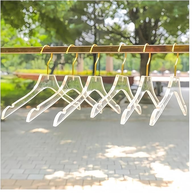 10 Pcs Clear Acrylic Hanger Crystal Clothes Hanger with Gold Hook Non-Slip Transparent Formal Dress Standard Hanger
