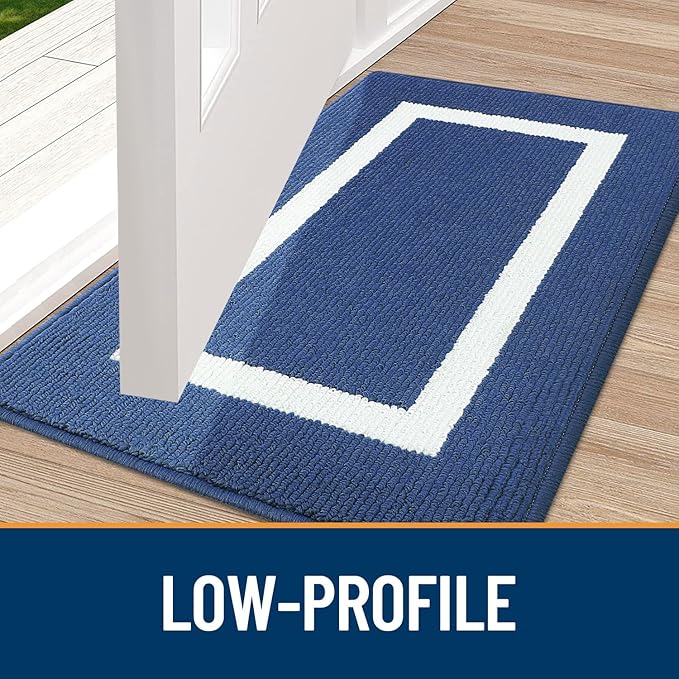 OLANLY Indoor Door Mat, 59x20, Non-Slip Absorbent Resist Dirt Entrance Mat, Washable Low-Profile Inside Entry Doormats for Entryway, Navy