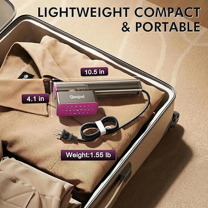 Travel Steamer for Clothes,100V-240V Portable Iron,15s Fast Heat Up,Handheld Steamer & Iron 2 in 1,LED Display, 150ml Large Water Tank, Travel Size Perfect for Global ＆ Europe