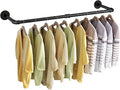 Wall Mounted Clothes Rack 38.4in, Industrial Pipe Wall Mount Clothing Rack, Heavy Duty Iron Garment Racks, Space Saver Multi-purpose Hanging Rod for Laundry Room, Closet Storage, 1 Pack