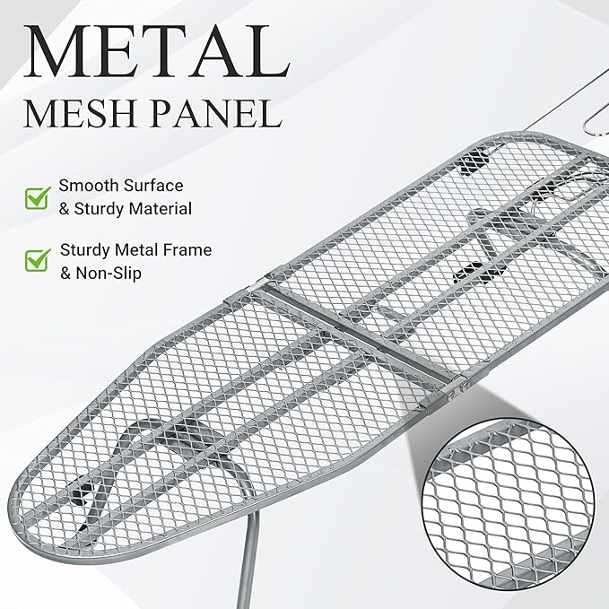 Ironing Board, Small Iron Board with Iron Rest, Mini Tabletop Ironing Board with Heat-Reflective Cover and 100% Cotton 8mm Thicken Pad, 31.5"x11.8"x6.2", Silver