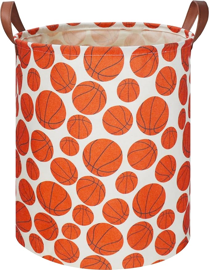 Kids Laundry Hamper,Baseball laundry Basket,Baby Boy Nursery Hamper,Waterproof Storage Bin for Bedroom,Clothes Organizer Basket,Toys Box,Room Decor(Basketball)