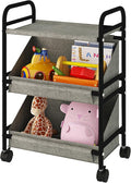 Buzowruil Utility Rolling Fabric Storage Rack Trolley Toy Rack Trolley with 2 Large Storage Boxes,Wheels, Suitable for Bedroom, Living Room, Entryway, Grey
