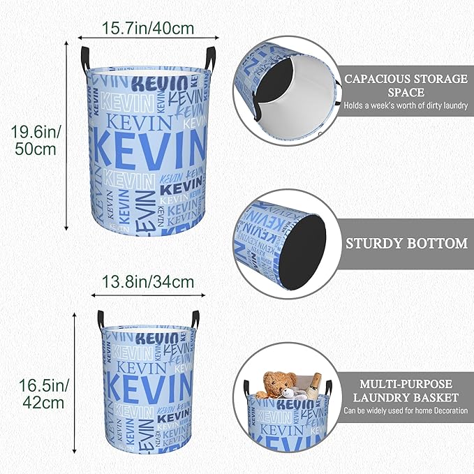 Custom Name Laundry Hamper, Personalized Dirty Clothes Hamper with Name for Bathroom Bedrooms Clothes Storage Organizer, Personalized Gifts for Boys Girls Men Women