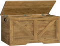 usikey Toy Box, Storage Chest with Safety Hinges, Lift Top Wooden Toy Chest, Storage Bench, for Living Room, Bedroom, Entryway, Honey Brown