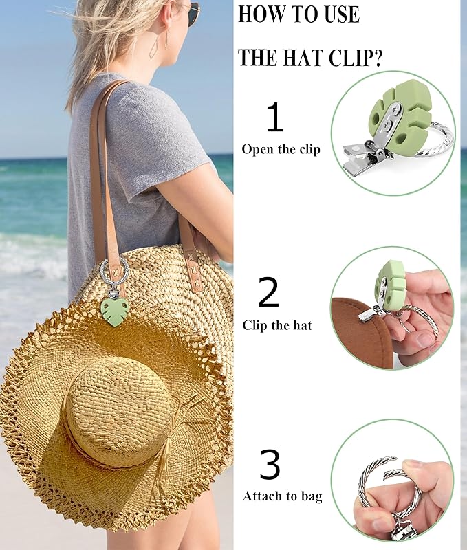 Hat Clip - Hat Holder for Travel on Bag - Silicone Hands Free Hat Clip for Purse Luggage - Protect Hat from Falling