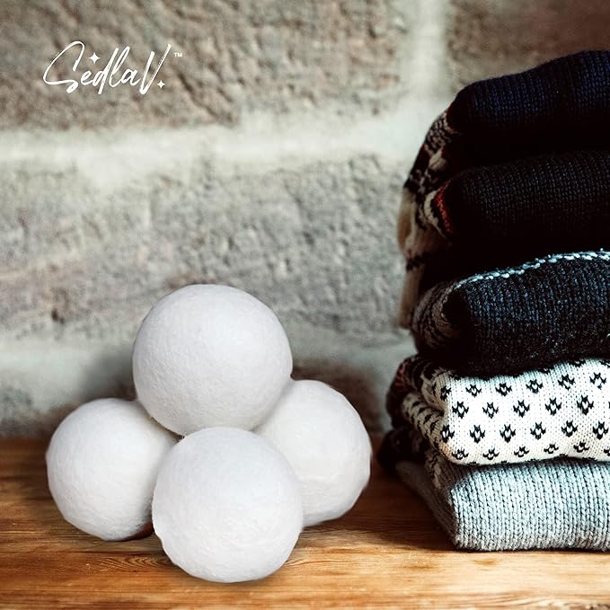 SEDLAV Wool Dryer Balls for Dryer Wool Dryer Balls - Wool Laundry Balls for Dryer, Wool Dryer Balls Laundry Reusable, Natural Reusable Fabric Softener & Wrinkle Reducer – Chemical Free (12)
