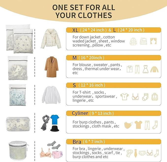 Honeycomb Mesh Laundry Bags for Delicates, Travel Storage Organize Bags,Clothing Washing Bags for Underwear, Lingerie, Bra, Blouse, Stocking, Socks, Jacket, Coat, Blanket, Shoes,Extra Strong(Bra+M+L)