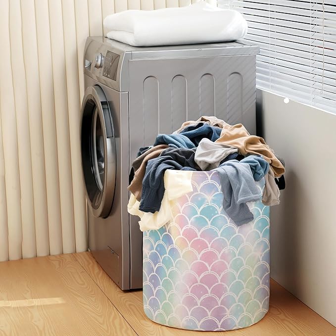 College Laundry Basket for Dorm Bedroom,Dirty Clothes Basket,Laundry Basket with Handles,Kids Girls Room Canvas Hamper Bag,Blankets,Towel,Toy Storage Organizer