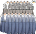 Zilink Clear Shoulder Covers for Clothes (Set of 15) Breathable Clothes Covers Dust Covers for Hanging Clothes with 2" Gusset for Suit, Coats, Jackets（Black）