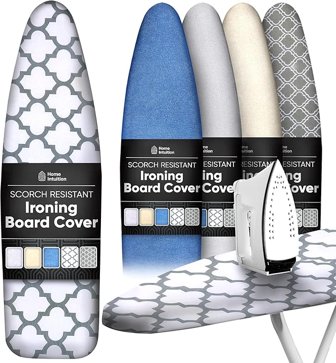 Home Intuition Iron Scorch Resistant Ironing Board Cover and Pad, 15x54, Standard Size Coated Thick Padding