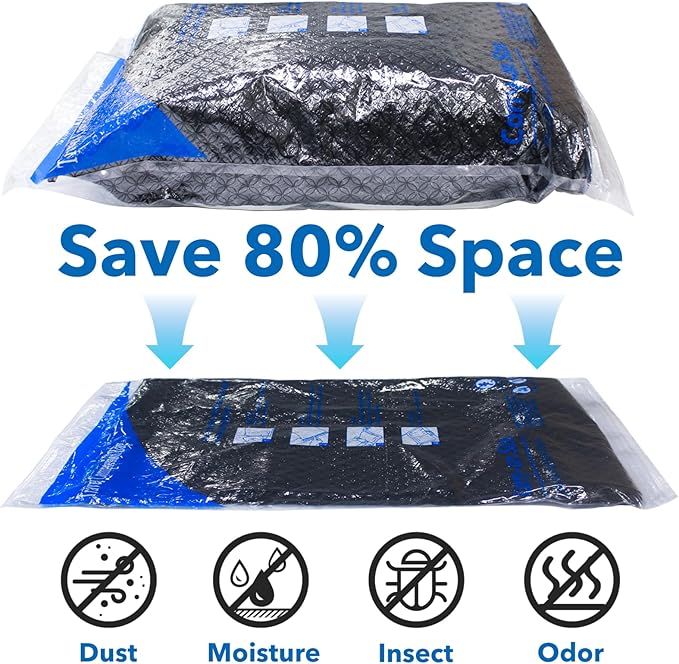 12 Pack Compression Bags for Travel | Vacuum Seal Storage Bags for Luggage & Dirty Clothes | Travel Packing Space Saver Bags for Suitcases & Home Organization | MEIQIHOME