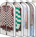 40" Clear Garment Bags for Hanging Clothes, 4" Gusseted Suit Bags for Closet Storage, Hanging Clothes Storage Suit Cover Bags with Zipper for Coats, Jackets, Shirts, 4 Packs