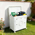 BorealBear Large Wheeled Storage Box, 35 GAL Collapsible Bin with Locking Lid & Easy-Snap Doors. Heavy-Duty Organizer for Laundry, Toys, Clothes – Perfect for Bedroom, Garage, Garden & Outdoor (White)
