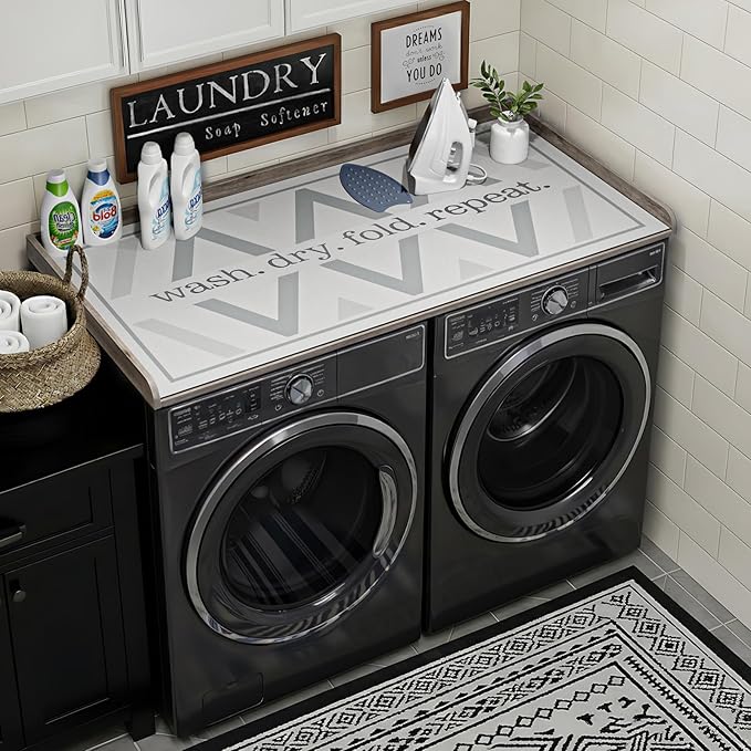 Washer Dryer Countertop, 27.5" x 54" Washer and Dryer Countertop with Non-Slip Pad,Large Laundry Topper for Laundry Room Organization,Grey