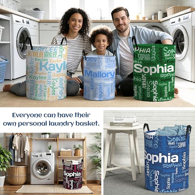 Personalized Laundry Hamper with name, Customizable Name Laundry Basket, Custom Laundry Hamper with Name, Customized clothes hampers with Handles Gifts for Men Women