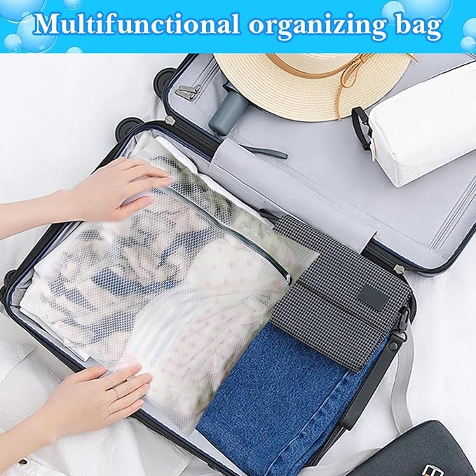 BLMHTWO 2PCS Honeycomb Mesh Laundry Bags for Delicates, Premium Durable Delicate Laundry Bag Large Mesh Bag with Sturdy Zippers, Lingerie Bags for Washing Delicates（24 x 24 in）
