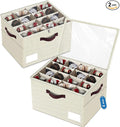 2 Pack Large Shoe Organizer for Closet, Adjustable Dividers Shoe Storage Bins Boxes, Foldable Shoe Holder Cube Containers with Clear Cover for Men’s Shoes, High Heel,Sneaker,Slippers,Boots(Beige)