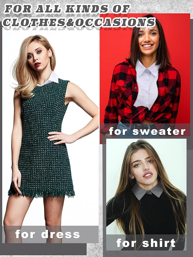 Tatuo 2 Pieces Fake Collar Detachable Collar for Women Shirts Dickey Half False Blouse Dickey